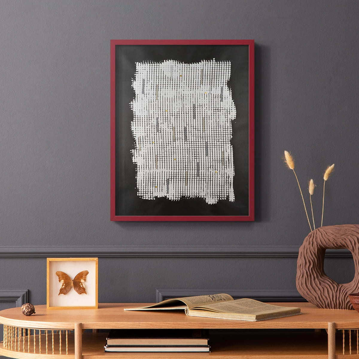 Bits & Bytes II Framed Print in Red Solid Wood Framed Print No Nail Hanging