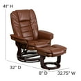 thumbnail image 5 of BizChair Contemporary Multi-Position Recliner with Horizontal Stitching and Ottoman with Swivel Mahogany Wood Base in Brown Vintage Leather, 5 of 12