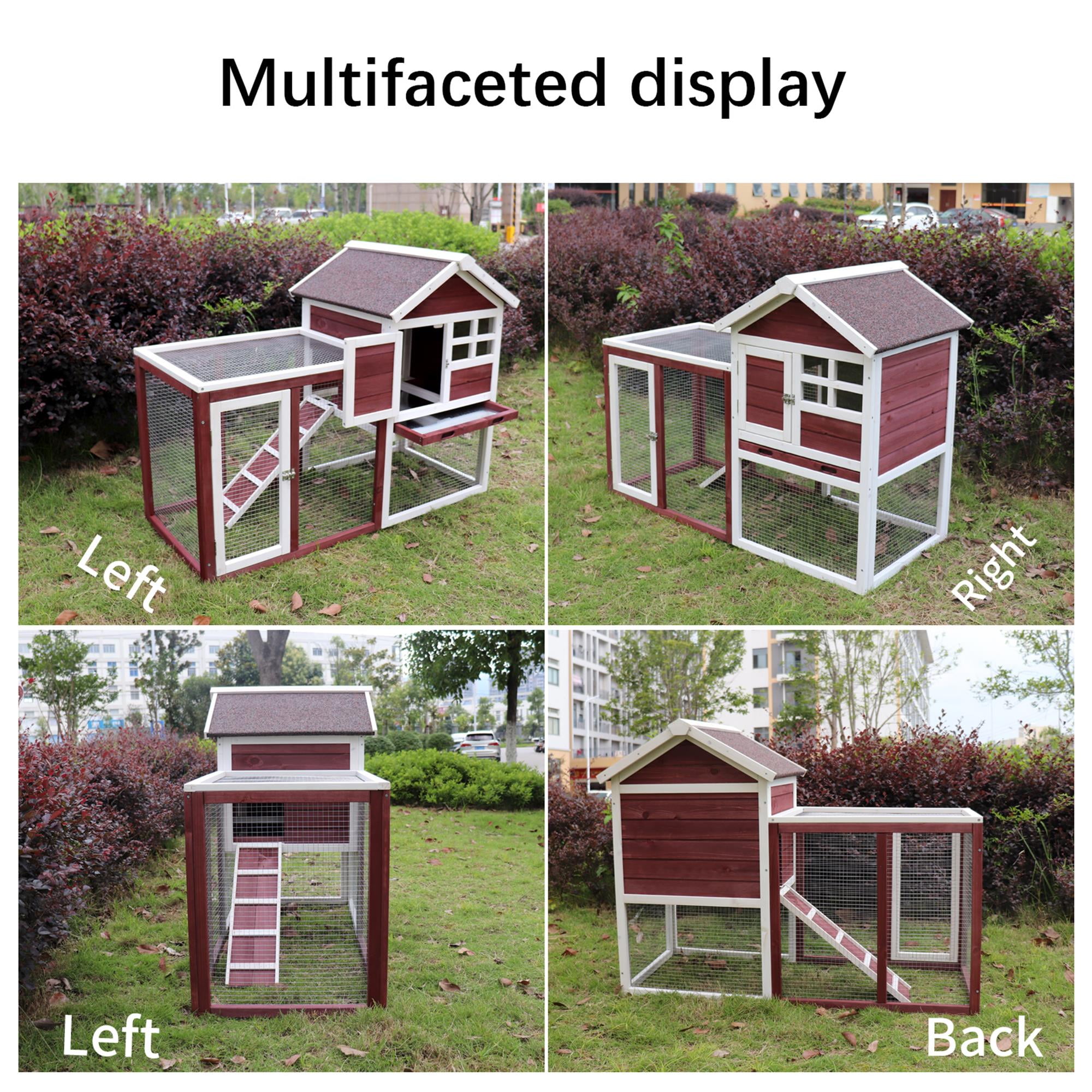 Pefilos 47" Rabbit Hutch Bunny Cage with Run, Chicken Coop with Pull Out Tray for Small Animals, Brown Pefilos 47" Rabbit Hutch Bunny Cage with Run, Chicken Coop with Pull Out Tray for Small Animals, Brown