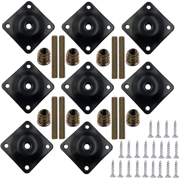 56 Piece Furniture Leg Mounting Plate Set Hanger Bolt Adapter Hardware