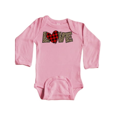 

Inktastic Love in Red Plaid and Leopard Print Gift Baby Boy or Baby Girl Long Sleeve Bodysuit