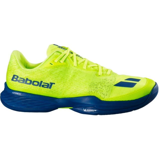 Zapatillas de pickleball Babolat Jet Mach para hombre, amarillo fluo y azul 11.5US