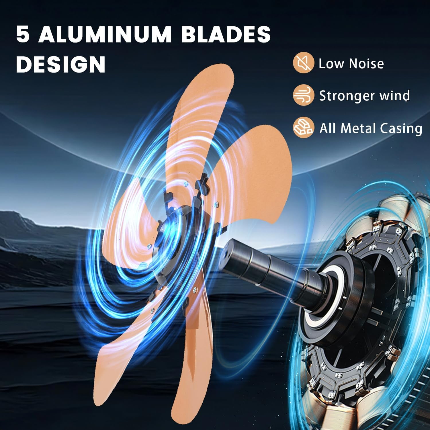 Wall Mount Fan 20 Inch with Remote, 3-speed Wall Oscillating Quiet Fan with 5 Metal Blades, Adjustable Tilt and Timing, High Velocity Fans for Bedroom, Gym, Office, Warehouse, Garage, Gold