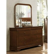 Home Elegance 1856-5 Abbeville Collection Dresser with Two Hidden Drawers- Brown Cherry - 59.5 x 17. 5 x 34.5 in.