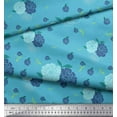 thumbnail image 1 of Soimoi Blue Rayon Crepe Fabric Leaves & Floral Hand Drawn Decor Fabric Printed Yard 46 Inch Wide, 1 of 1