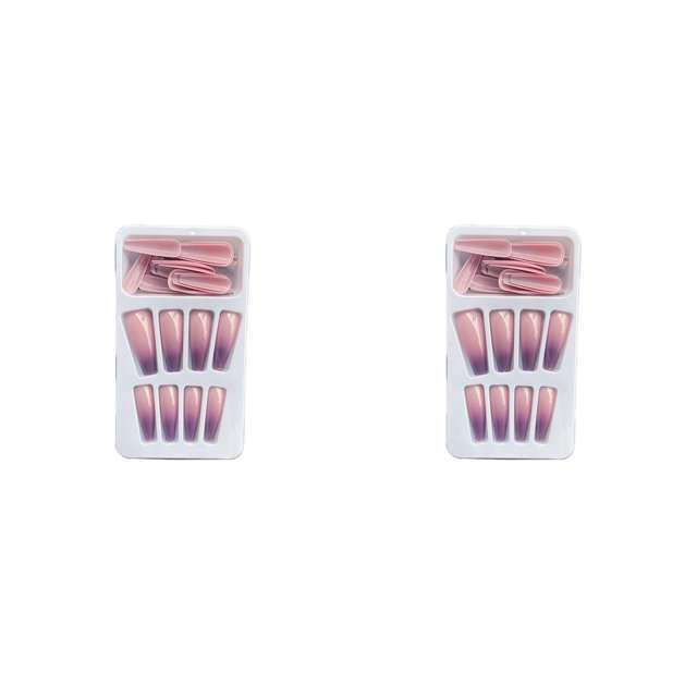 QualitChoice 1 Set French Tip Press on Nails Gradient Extra Long Tips Removable Wraps Full Cover Ballerina Salon Manicure Kit Type 17 2g glue,24Pcs jelly 2Set