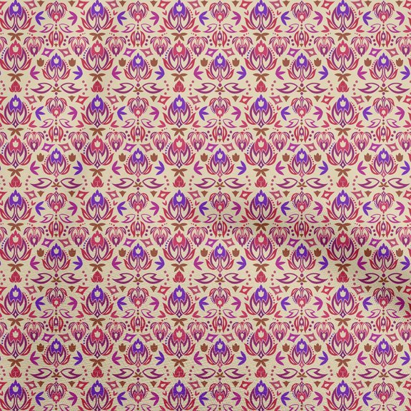 oneOone Silk Tabby Light Beige Fabric Asian Suzani Dress Material Fabric Print Fabric By The Yard 42 Inch Wide