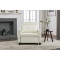 thumbnail image 3 of Triple Tree Convertible Chair Bed Linen Fabric Sleeper Sofa, White, 3 of 7