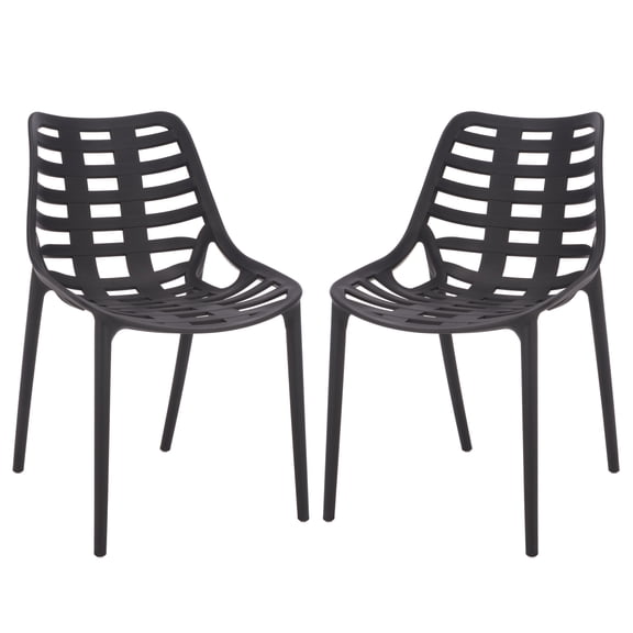 Safavieh Fufa Polyethylene Outdoor Dining Side Chair - Set of 2, Black