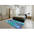thumbnail image 4 of Ahgly Company Indoor Rectangle Patterned Bright Turquoise Blue Area Rugs, 8' x 12', 4 of 6