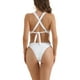 thumbnail image 3 of INSPIRAR CHIC Conjuntos de Bikini de Mujer con Escote en V y Cruce, 2 Piezas, Parte Inferior Triangular con Cuerda en la Espalda, Trajes de Baño Talla X-Large Blanca, 3 of 5