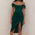 thumbnail image 4 of Vestido de mujer con hombros descubiertos Vestido a media pierna de boda con corsé de corte bajo sexy - Verde Adepaton BST3007144-2, 4 of 7