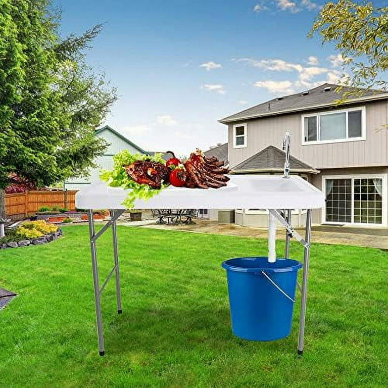 Folding Camping Table With Faucet And Sink, Outdoor Fish Cleaning