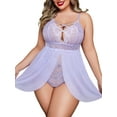 thumbnail image 2 of Avidlove Plus Size Lace Sleepwear Nighty Women Sexy Snap Crotch Lingerie Nightwear Dress (Lilac 3XL), 2 of 6