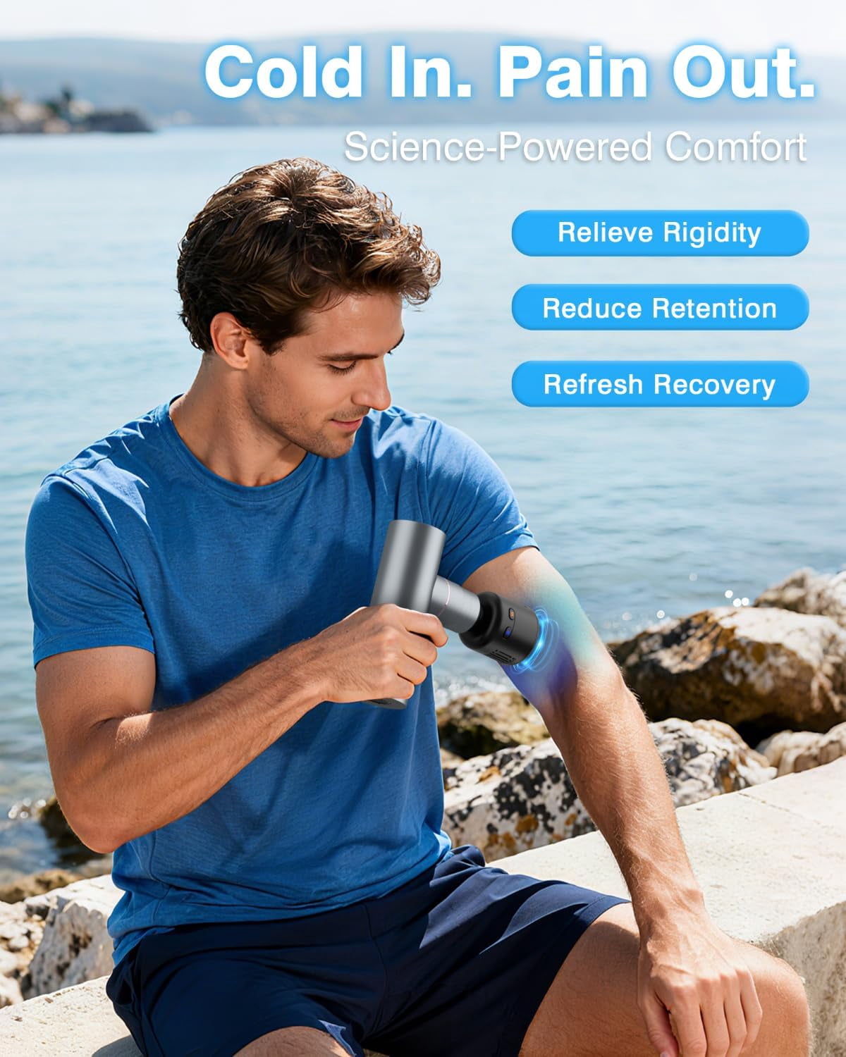 Massage Gun with Heat and Cold Therapy, Full-Metal Handheld Electric Massager Deep Tissue for Body Muscle Pain Relief, Silent Portable Percussion Massage Gun for Athletes and Recovery Gifts