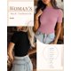 thumbnail image 3 of Tops Huukeay para mujer, cuello alto, manga corta, algodón, 3 of 7
