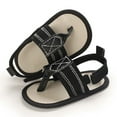 thumbnail image 4 of Floleo Unisex Baby Striped Thong Sandals Infant Soft Non-Slip Sole Shoes Adjustable Ankle Strap Pre-Walkers Summer Casual Newborn Footwear(Black,0-3Months), 4 of 9
