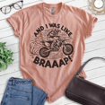 thumbnail image 2 of And I Was Like Braaap Motorycle Shirt, Unisex Women's Men's Motorcycle Motorcross Dirt Bike Racing MX, Heather Sunset, Small, 2 of 6