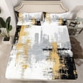thumbnail image 2 of jejeloiu Vintage Geometric Design Bed Sheets,White Black Gold King Sheets For Adult 4pcs, 2 of 7