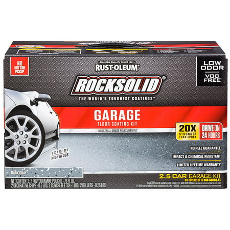 RockSolid Polycuramine Garage Floor Coating Dark Gray Kit 2.5 Car Garage