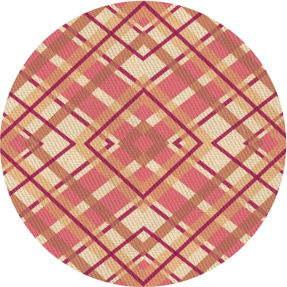 Ahgly Company Machine Washable Indoor Round Transitional SandyBrown Area Rugs, 5' Round