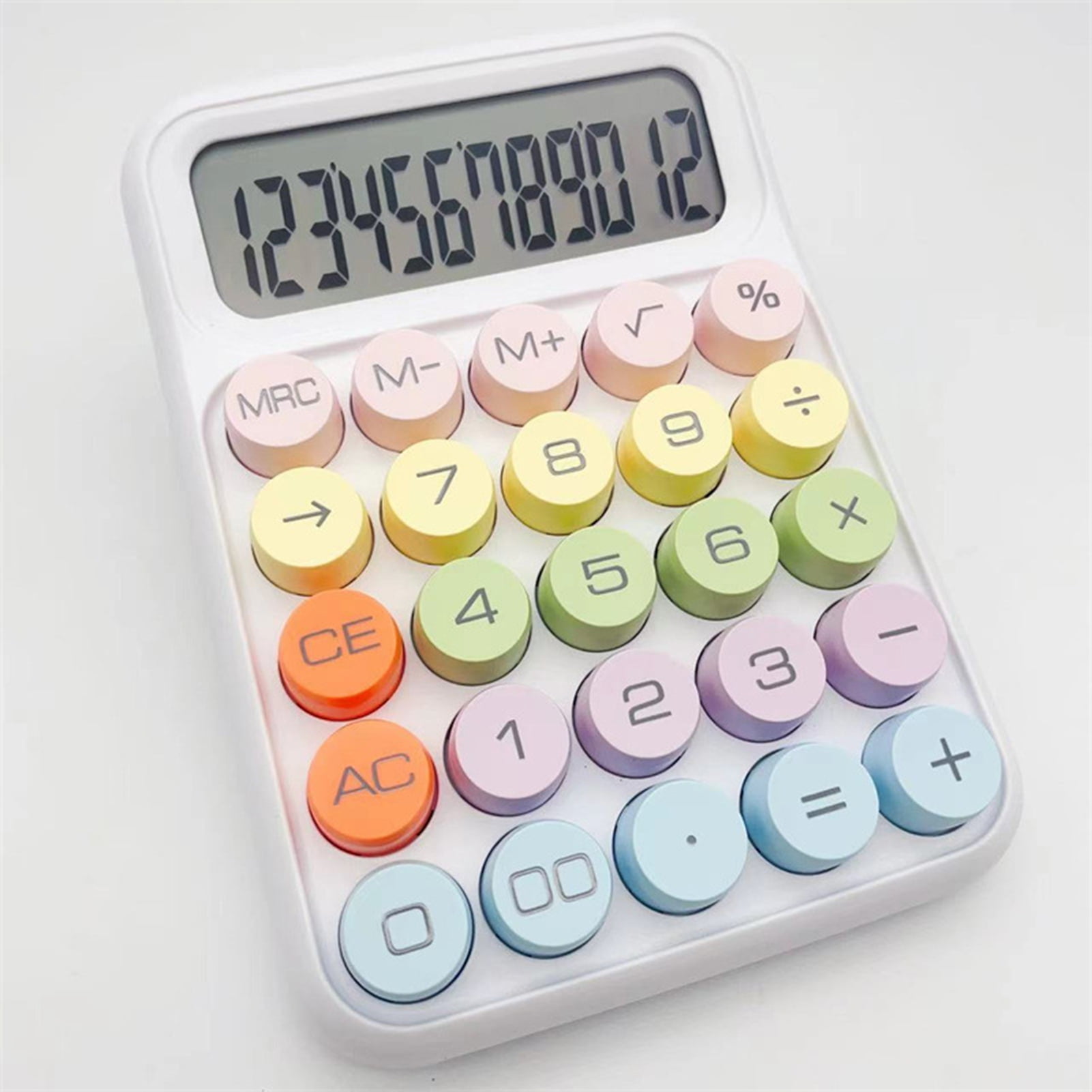 4PC Students 10-Digit Wallet Size Handheld Calculator Round Button Candy Color Vintage Desktop Calculator Portable Easy to Use  for Home Basic Office Business