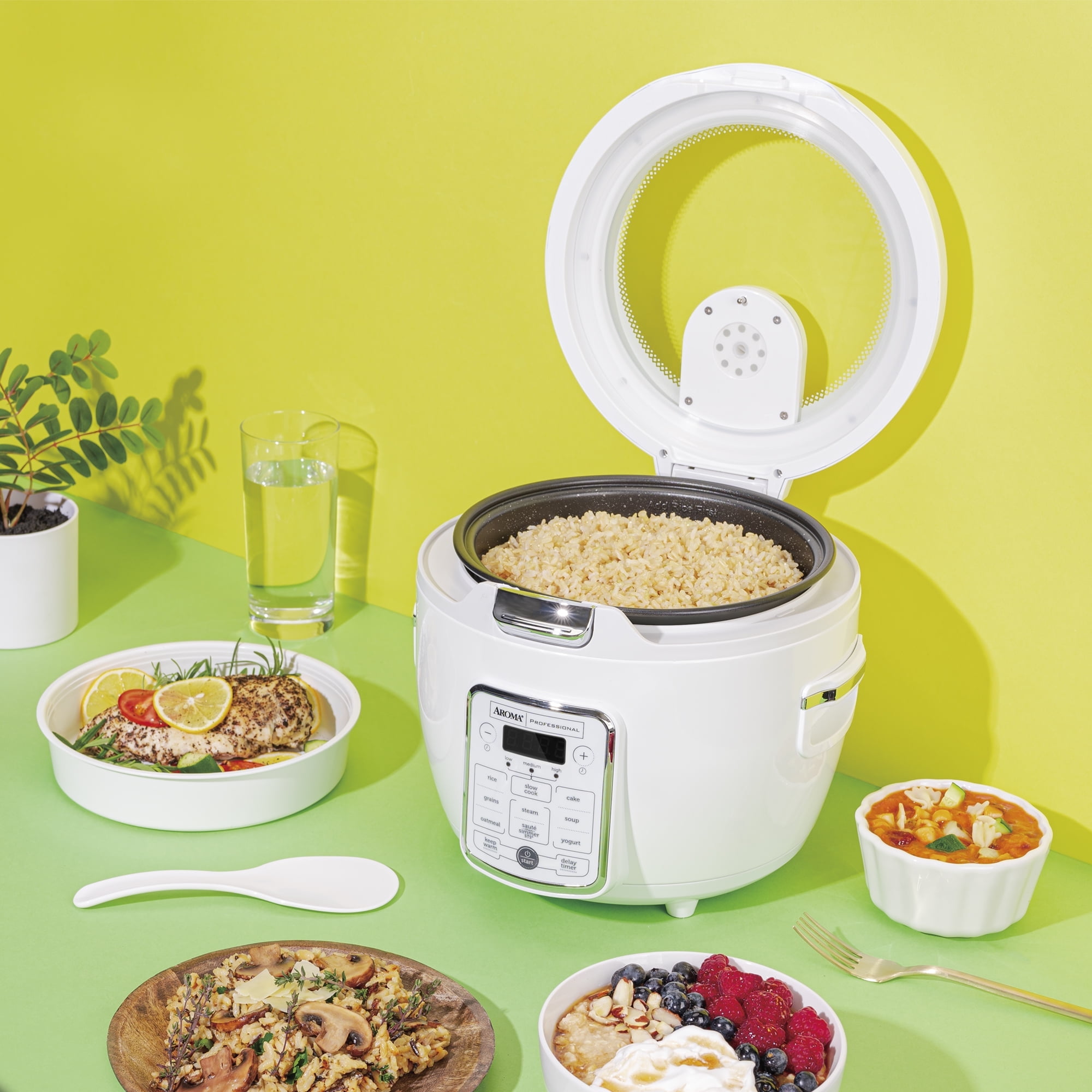 Aroma 160oz Electric Rice Cooker, White Digital Cooker Restored