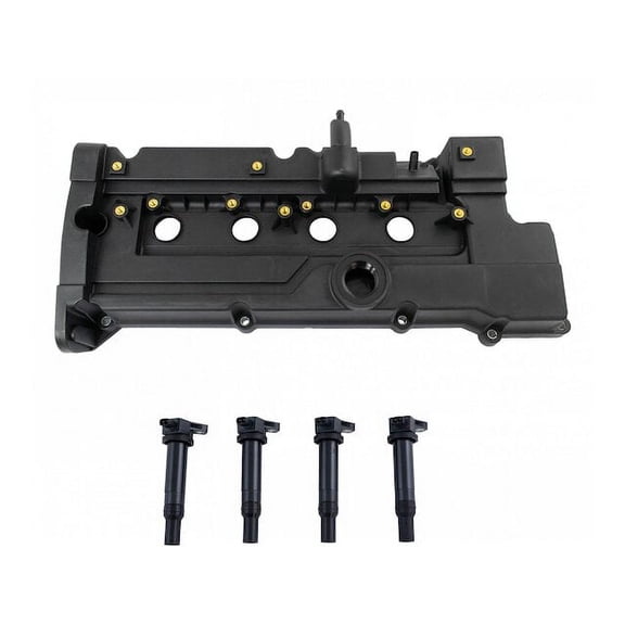 Ignition Coil and Valve Cover Kit 5 Piece - Compatible with 2006 - 2011 Hyundai Accent 1.6L 4-Cylinder 2007 2008 2009 2010