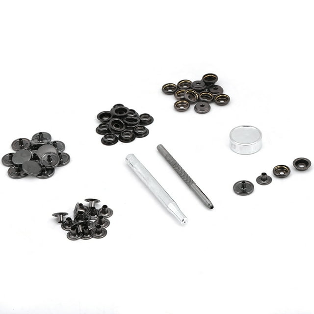 Metal Press Stud Snap Button Fastener for Leather Clothes Jacket Repair(black nickel 3pcs tool)