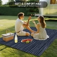 thumbnail image 5 of Fsddascl Navy Blue Striped Outdoor Rug for Patio/Deck/Porch, Non-Slip Large Area Rug 4 x 6 Ft, Modern Moire Farmhouse Stripe Indoor Outdoor Rugs Washable Area Rugs, Reversible Camping Rug Carpet, 5 of 5