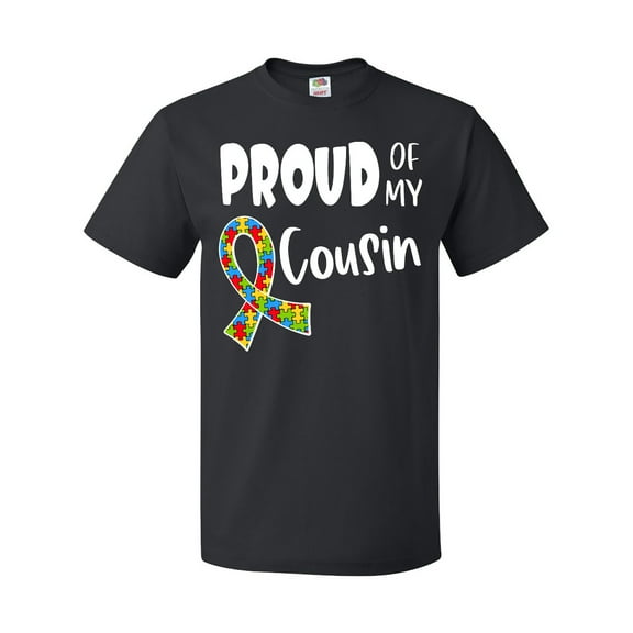 Inktastic Proud of my Cousin Autism Awareness Puzzle Piece Ribbon T-Shirt