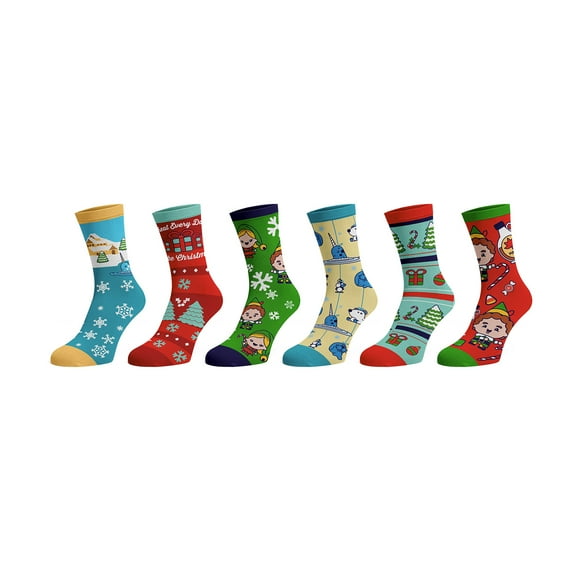 Elf Buddy & Jovie 6 Pack Womans Juniors Crew Socks
