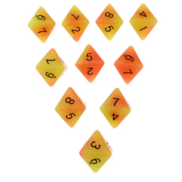 de Dados de 8 Caras Piezas, Colores de 18 Mm para s de Casino, Regalos, Enseñanza , Amarillo + Naranja Hugo Juego de dados de 8 caras