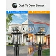 thumbnail image 2 of VIANIS Dusk to Dawn Outdoor Post Lights, Black Light Posts for Outside with Pier Mount Base, 100% Aluminum Waterproof Exterior Lamp Post with Tempered Glass Panels for Garden (Hardwired 120V), 2 of 8