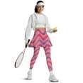 thumbnail image 5 of COEQINE Women Yoga Skirted Legging with Pockets Fashion High Waist Tennis Leggings with Skirts Stripes Pink Print Moisture-Wicking Golf Pickleball Skirts with Leggings, XS, 5 of 7