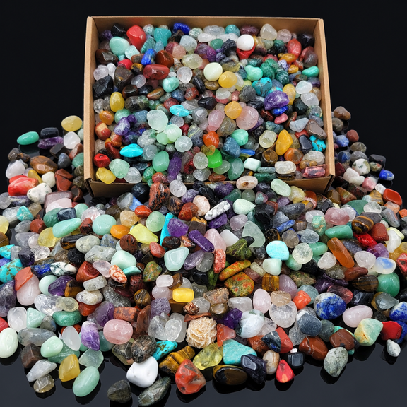 800 Piece Bulk Rocks and Crystals Science Kit, 30 Kinds of Tumbled Mineral Stones