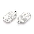thumbnail image 2 of 304 Stainless Steel Pendants Oval with Moon & Sun & Star Charm Anti-Tarnish Stainless Steel color 23x13x2mm Hole: 1.8~2mm, 2 of 3