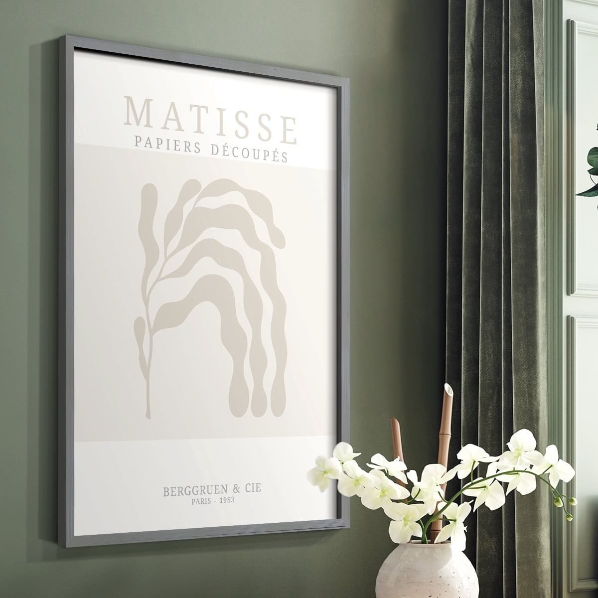 Matisse CDXIX in Gray Solid Wood Framed Print No Nail Hanging