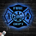 thumbnail image 3 of Craftnamesign Custom Fire Dept Metal Wall Art LED Light, Firefighter Maltese Cross Wall Decor, 3 of 5