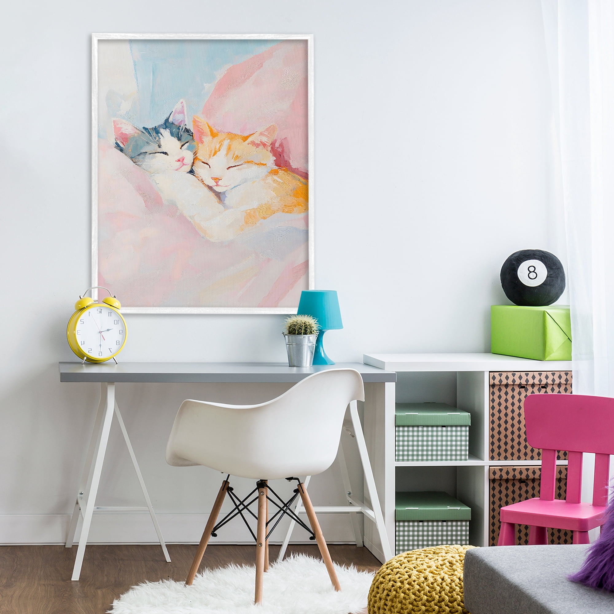 Stupell Industries Sleeping Kittens Embrace White Framed Giclee Art, design by The Prints Vibe