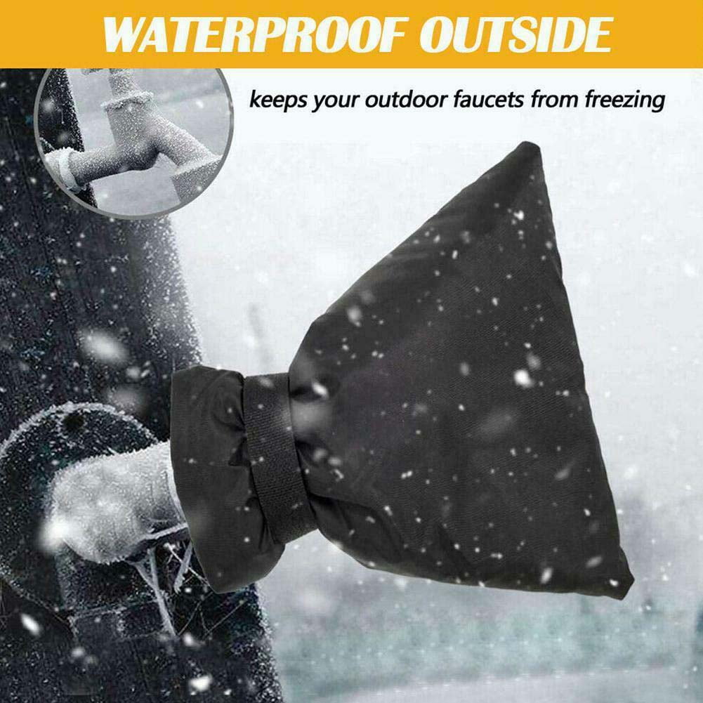 Outdoor Faucet Covers for Winter, Reusable Waterproof Insulated Faucet Socks, Black