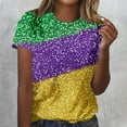 thumbnail image 6 of successthop Mardi Gras T Shirts for Women Stripe Casual Oversized Crewneck Shirt Short Sleeve Outfits Plus Size Top M, 6 of 6