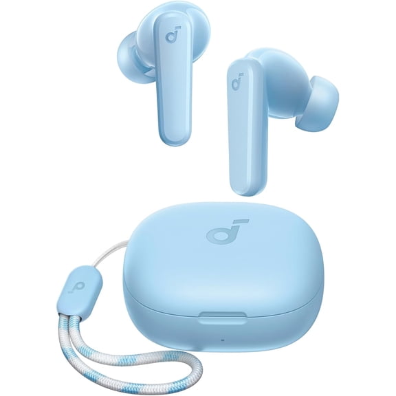 Soundcore by Anker P20i True Wireless Earbuds, 10mm Drivers with Big Bass, Bluetooth 5.3, 30H Long Playtime, Water-Resistant, 2 Mics for AI Clear Calls, 22 Preset EQs, Customization (Light Blue)