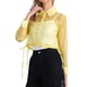 thumbnail image 4 of CAMISA DE MANGA LARGA TRANSPARENTE CON CUELLO PUNTA Y BOTONES PARA MUJERES INSPIRE CHIC TALLA XS AMARILLO CLARO, 4 of 6