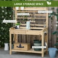 thumbnail image 5 of Outsunny Potting Bench Table, Garden Work Bench, Workstation with Metal Sieve Screen, Removable Sink, Additional Hooks and Baskets for Patio, Courtyards, Balcony, Natural, 5 of 9