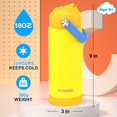 thumbnail image 2 of Ntswasd Botella De Agua Para Niños Con Pajita, Vasos Aislados Para Niños De 18 Oz Con Acero Inoxidable A Prueba De Fugas Para La Escuela, Niños, Niñas, Deportes Y Viajes (Amarillo), 2 of 5