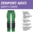 thumbnail image 3 of Zenport AGC1 Landscaper Safety Chaps Protective Workwear, Green, 3 of 4
