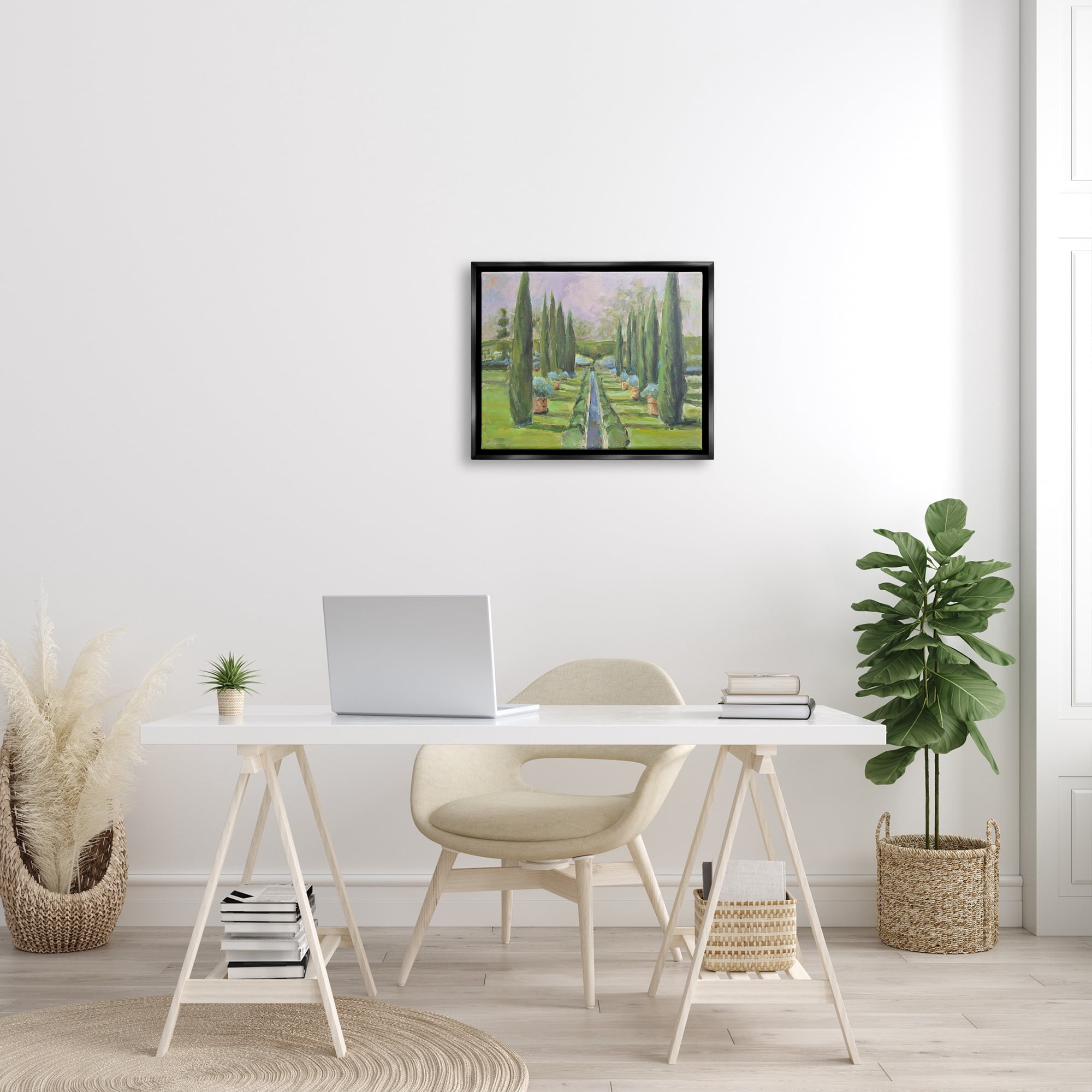 Stupell Industries Elegant Manicured Gardens Landscaped Topiary Greenery Painting Jet Black Floating Framed Canvas Print Wall Art, Design by Allayn Stevens