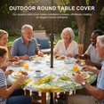 thumbnail image 3 of Round Outdoor Tablecloth with Umbrella Hole and Zipper, Sunflower Tablecloth with Elastic Waterproof, Summer Eucalyptus Botanical Floral Grey Plaid Patio Table Covers for 36" - 44" Pool Tables, 3 of 9