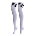 thumbnail image 1 of Rayas para mujer Calcetines altos por de Medias de cristal Calcetines de rayas negras SM SunniMix Calcetines por encima de la rodilla, 1 of 8